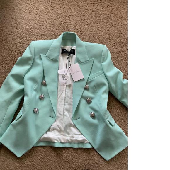 Classic structured Silver Button Double Breasted blazer mint C662 - Picture 10 of 12